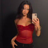 HULIANFU 2025 ins wind hot sales women's clothing sexy babes gauze fold chest wrapping street style  New small suspenders