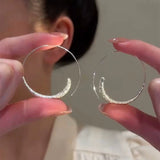 925 silver needle matte silver circle earrings women's  new popular trendy niche temperament simple and versatile earrings