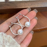 925 silver needle pearl fringed earrings new trendy light luxury broken silver stud earrings light luxury niche temperament versatile earrings