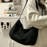 HULIANFU 2025 popular niche high-end pleated bag women's bag casual shoulder bag messenger bag fashionable street simple solid color bag