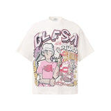 T999 n Street Summer Subculture Hip Hop Neutral High Sense Cartoon Design Men's Loose Short Sleeve T-Shirt