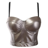 Popular trade hot sale leather women's clothing summer solid color elastic small vest underwear sexy exposed corset small suspenders
