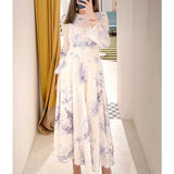 High-end temperament, positioning peacock printing, irregular waist pendulum A-shaped long-sleeved dress fashion temperament