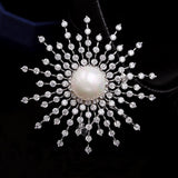 2025 Korean version of light luxury brooch women's gypsy star snowflake zircon pearl brooch coat sweater pin clothing fashion
