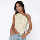 women's clothing popular summer new women's clothing  solid color waist asymmetrical diagonal collar top New wholesale