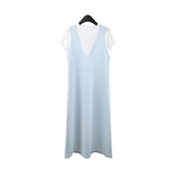 2025 THE MIND short-sleeved white T + vest skirt stacked two-piece set 2025 new Korean version loose dress T5027X