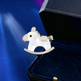 2025 Niche design sense multi-purpose cardigan V-neck anti-light pin fixed natural mother shell cute pony brooch