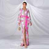2025 Middle East Saudi Arabia Apparel Hot Trade Popular and  V-neck sequined Muslim evening dress dress women's clothing