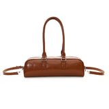 2025 Baguette bag popular new glossy versatile messenger bag simple fashion handbag large capacity casual shoulder bag