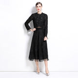 suit women's spring new age-reducing long-sleeved short top versatile umbrella skirt skirt fashionable two-piece set