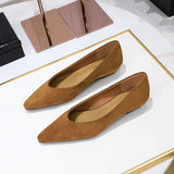2025 3683-15  style versatile daily simple and comfortable suede pointed head shallow mouth low heel wedge single shoes women's single shoes