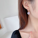 2025 Niche design fresh girl heart earrings super flash zircon inlaid ear buckle simple versatile temperament love shaped earrings