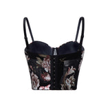 women's clothing popular fashion print sexy backless small hanging heart tube top gathering fishbone corset vest