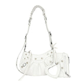 HULIANFU 2025 Crocodile pattern underarm bag women's popular pleated crescent bun mother shoulder bag women's  retro rivet locomotive bag