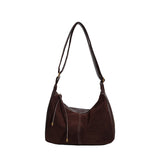 HULIANFU 2025 Large capacity women's bag popular new Maillard style matte retro high-end college student class shoulder messenger bag