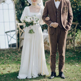 2025 Light wedding dress Mori super fairy travel photography  new bride thin welcome trailing outdoor lawn exterior going out yarn