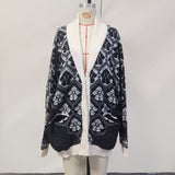 2025Popular and  popular winter sweater women, casual commuting single-breasted V-neck cardigan long-sleeved square knitted cardigan top