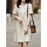 2025 Light luxury three-dimensional relief & gold thread jacquard, silk dress  summer new women's clothing mulberry silk skirt