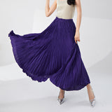 2025 Folded women's clothing A-word skirt women's medium and long high-waisted temperament, thin and drape, loose and big pendulum, Sanzhai pleated skirt