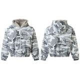 161 n retro popular autumn and winter trend snow camouflage design warm thickened men's and women's hooded cotton jacket