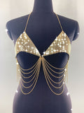 2025 MW2736  vest rhinestone inlaid diamond cloth multi-layer wave fringed chain neck small vest top and clothing