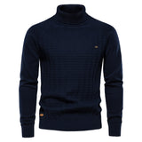 HULIANFU 2025 Popular trade autumn and winter new men's clothing turtleneck pullover solid color men's knitted sweater business casual sweater men's