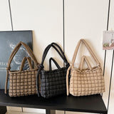 HULIANFU 2025 Hand Carry Simple Casual Tote Bag Women's popular Autumn and Winter New Fashion Folded Rhombus Large Capacity Versatile Shoulder Bag