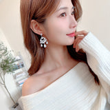 2025 Heavy Industry Exaggerated Atmospheric Earrings Wholesale Long Luxury Bright Water Drop Zircon Inlaid Dinner Dress with Earrings