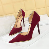 2025 1298-8  simple banquet high heels thin heel shallow mouth pointed side hollow retro lychee pattern high heel single shoes