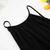 2025 early autumn women's clothing  suspender short skirt round neck sexy backless temperament high waist loose fashion dress women