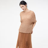 2025 Pleated clothes top women's summer new small high-end sense diamond-encrusted bat sleeve pullover short-sleeved T-shirt