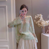 Literary and retro printing temperament V-neck Zen shirt  summer new tea clothes cotton and linen cool wind shirt women