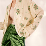 New Chinese high-end buckle design shirt women's  spring national style mulberry silk bead embroidered top MZ077