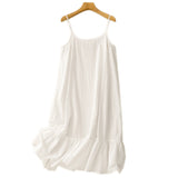 Cotton and linen suspender skirt women's summer thin  summer new fashionable white simple suspender dress bottoming skirt