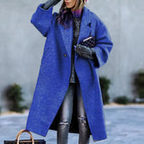 HULIANFU popular spring new 2025 New women's clothing  casual long solid color warm woolen coat coat