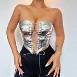 women's clothing popular hipster sexy lace-up explosion Spice girl top waist cardigan slim vest