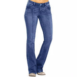 2025 2025 women's clothing denim low-rise bone-breaking horn trousers