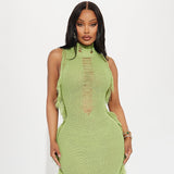 2025Popular,  popular summer new beach dress women solid color sexy knitted beach dress