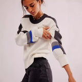 2025wholesale popular winter knitted sweater women, splicing Y2K street style round neck loose knitted sweater women