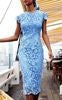 HULIANFU popular New 2025 Popular trade new women's clothing wish  crew neck short-sleeved lace ins medium dress dress