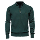 HULIANFU 2025 Men's sweater autumn men's cardigan jacket new solid color lapel jacquard sweater turtleneck casual knitted sweater