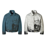 142 n retro popular autumn and winter men's Carhart print design trend men's and women's old jackets