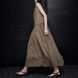 2025 Khaki a-word dress women's  summer new temperament high-end exquisite super good-looking and thin