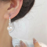 925 silver needle pearl fringed earrings new trendy light luxury broken silver stud earrings light luxury niche temperament versatile earrings
