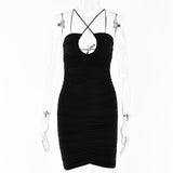 2025 ins hot-selling early autumn new dresses for women, fashionable and sexy babes, straps, backless folds, suspenders, short skirts