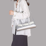 2025 Baguette bag popular new glossy versatile messenger bag simple fashion handbag large capacity casual shoulder bag