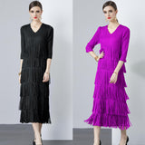 Miyake Temperament Celebrity Muse Fan Premium Sense Pleated Dress Long Large Size popular Spring/Summer Bottom Dress Autumn Dress