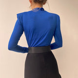 2025 women's clothing ins autumn and winter new onesie sexy babes simple mature temperament V-neck long-sleeved bottoming shirt