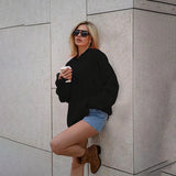2025popular Popular, ,  New new knitted round neck loose hole medium and long sleeve sweater knitted sweater