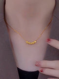 Wufu Linmen Transfer Bead Necklace Women's  New Trendy Temperament High Sense Niche Light Luxury Clavicle Chain Titanium Steel